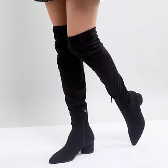 Mango Over Knee block Heel Boot with Back Zipper 37 - Picture 7 of 7